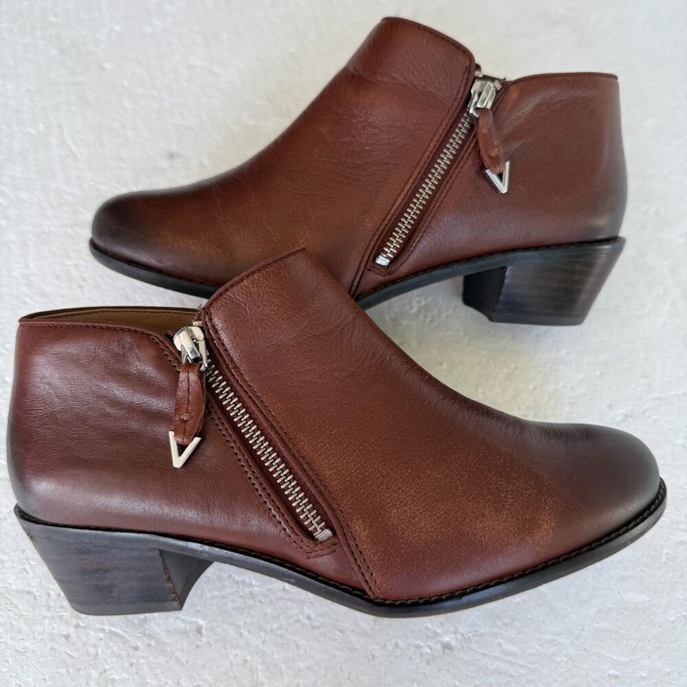 Vionic Jolene Ankle Boot Brown Leather Zip Women US 8 - EXCELLENT